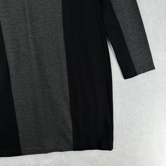 ISDA & CO Midi Sheath Dress Womens 1X Gray Black Color Block‎ Knit Long Sleeve - Picture 5 of 14